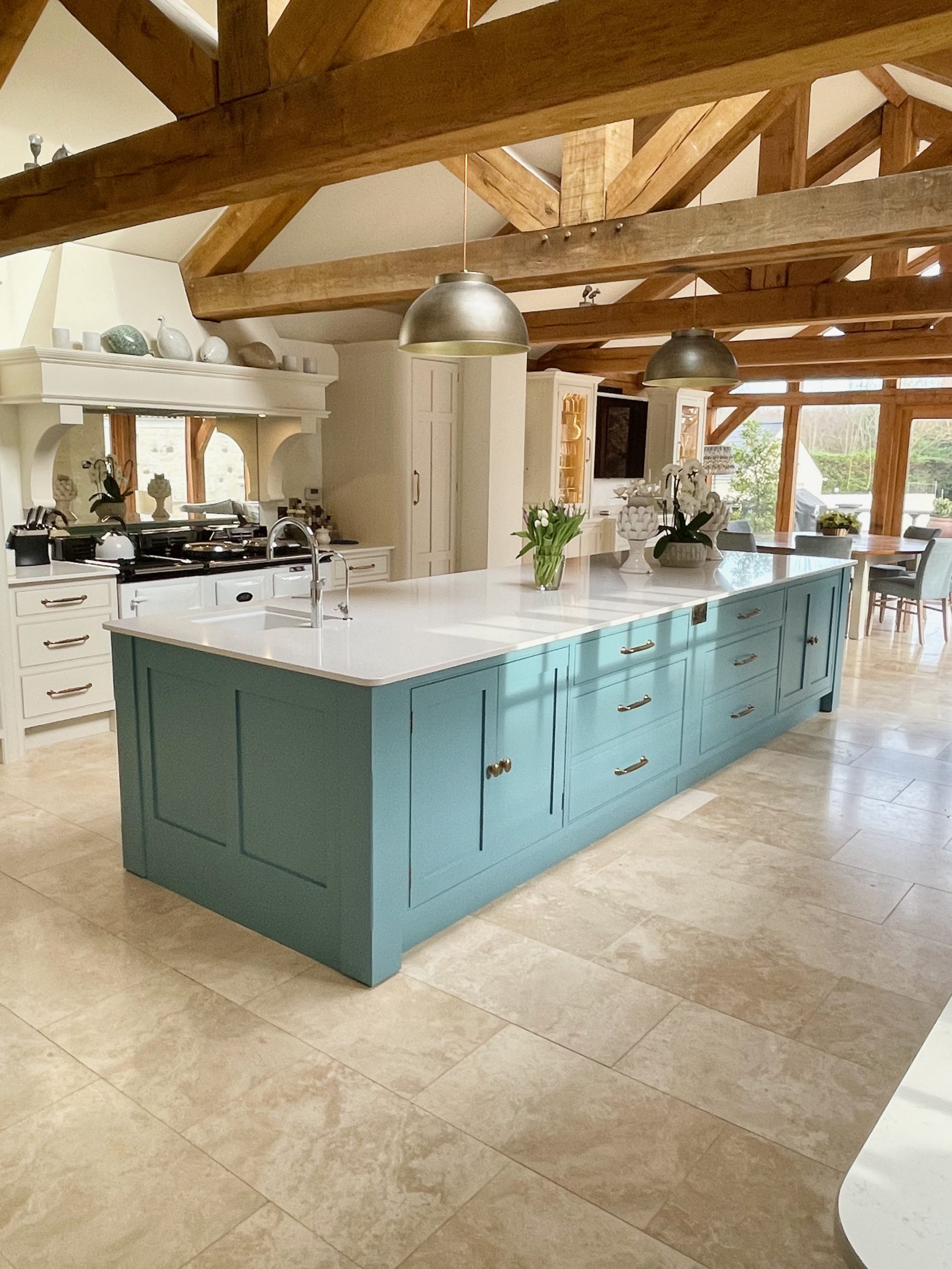 Large Kitchen Island Stone Blue